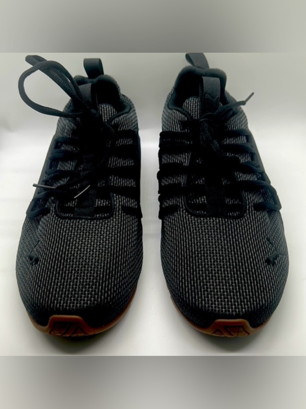 Puma Men's Black Knit Athletic Sneakers with Brown Outsoles